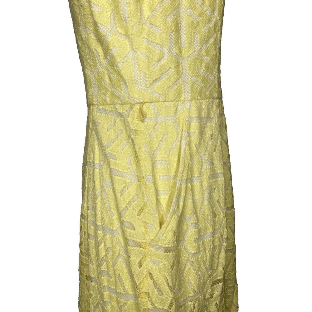 Adrianna Papell Dress Women Size 8 Yellow Lace Fit Flare Pockets Knee Length - Picture 11 of 11